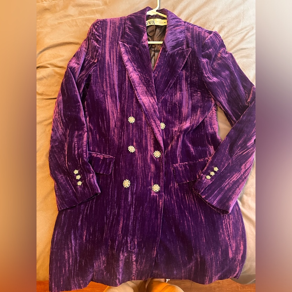 Purple velvet blazer